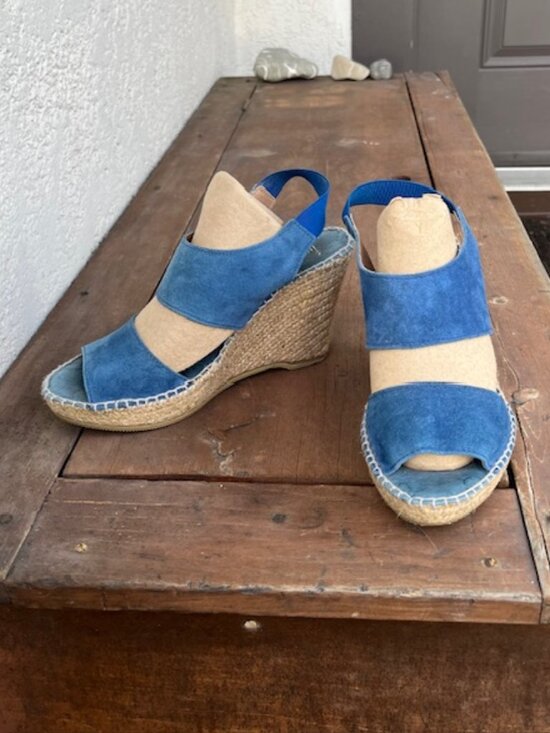 Juncal Aguirre Iris Tinta Blue Suede Wedges - NWOT - Picture 3 of 6